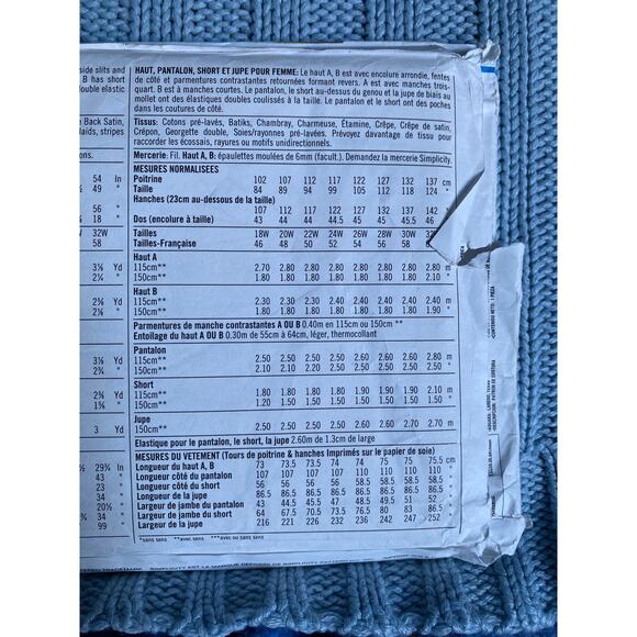 Simplicity 7221 Sewing pattern top skirt short pants size 18w-24w - Picture 5 of 5